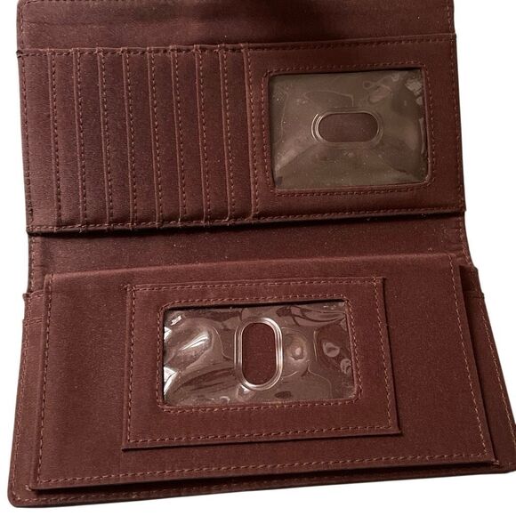 Hato Hasi Vintage Croc Embossed Faux Leather Brownish Red Women’s Wallet - Picture 10 of 12